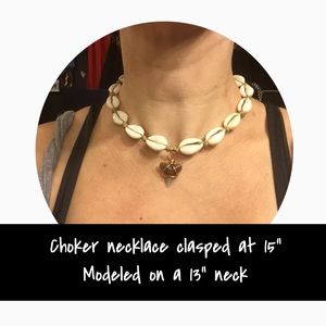 Cowrie shell + Shark Tooth choker necklace